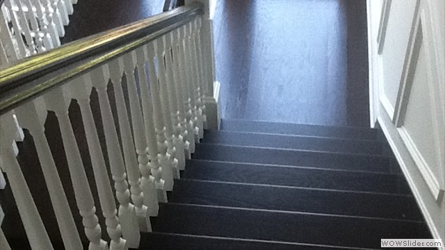 St. James, NY Sand & Refinishing Staircase To Match Prefinished Hardwood Floors
